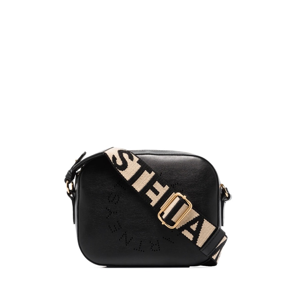 Stella McCartney Black Crossbody Bag with Logo Strap